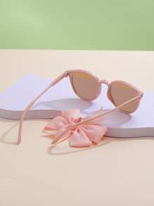 1pc Children's Fashionable Pc Arrow Shaped Glasses And 1pc Bow Knot Hair Clip