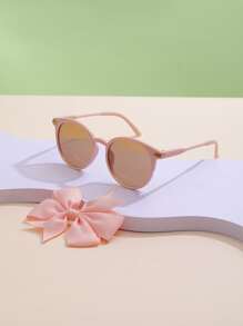 1pc Children's Fashionable Pc Arrow Shaped Glasses And 1pc Bow Knot Hair Clip