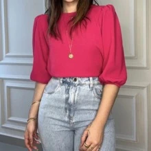 Women Tops - 玫紅色 - 查看 1