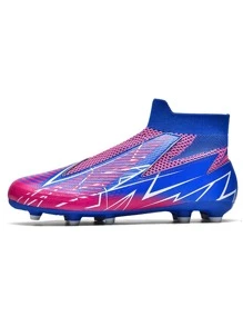 Men's Professional Football Training Shoes, Tie-Up Studs Soccer Shoes, Women's Breathable Football Shoes, Unisex Couple Style Football Shoes Ronaldo  Cleats - Royal Blue - View 4