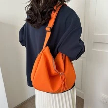大容量、防水、輕便、便攜、經典、休閒時尚素色尼龍學院風格女士單肩包適合青少年女大學生、菜鳥和白領完美適合辦公室、學院、工作、商務、通勤、辦公室、完美工作、戶外、旅行、郊遊、返校、假期、假期 - 橘色 - 查看 5