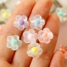 20 Stück 12mm matte Blumen Acrylperlen Mischfarben Abstandsperlen zum Armband, Ohrring und Basteln herstellen