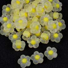 Yiwu Qiyou Accessories Co., LTD 20 hạt cườm hoa acrylic nhiều màu sắc, kích thước 12mm, thích hợp để làm vòng tay, bông tai, sổ lưu niệm và các sản phẩm thủ công DIY khác. - Màu vàng - Xem 1