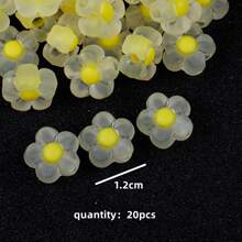 Yiwu Qiyou Accessories Co., LTD 20 hạt cườm hoa acrylic nhiều màu sắc, kích thước 12mm, thích hợp để làm vòng tay, bông tai, sổ lưu niệm và các sản phẩm thủ công DIY khác. - Màu vàng - Xem 2