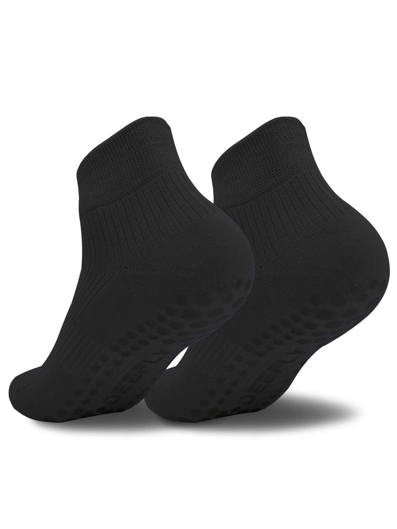 1pair Men's Low Cut Non-slip Socks With Dot Pattern, Solid Color, Suitable For Home, Exercise, Ballet, Pilates And Yoga - Black - View 1