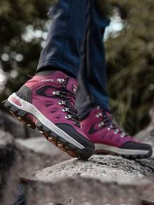 女性時尚和舒服的防滑登山鞋適用於戶外運動 - 玫紅色 - 查看 3