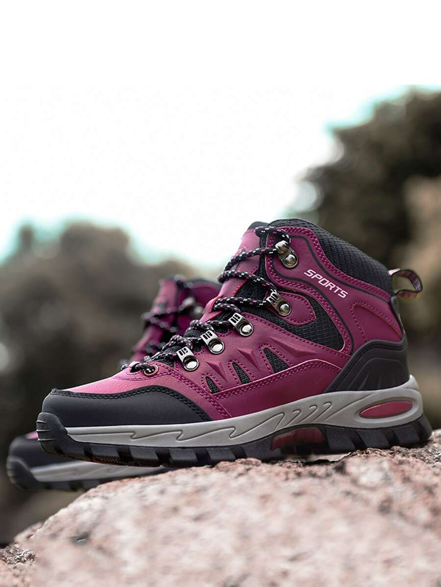 女性時尚和舒服的防滑登山鞋適用於戶外運動 - 玫紅色 - 查看 1
