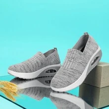 全新時尚運動休閒廣場舞鞋,舒適一腳蹬透氣厚底氣墊後跟提拉大尺碼女鞋跨境銷售 - 灰色 - 查看 6