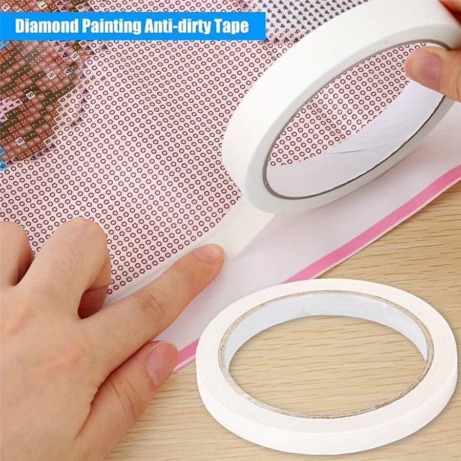 1pc 2cm Wide DIY Diamond Painting Anti-Pollution Adhesive Tape, Diamond Embroidery Tool Accessory, Art Masking Tape - White - View 1
