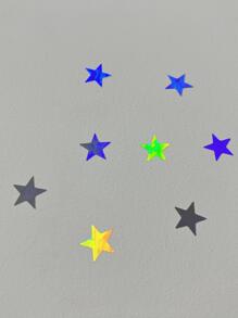 5pcs Stars Design Gradient Laser Sticker,School Supplies,Back To School - Silver - View 4