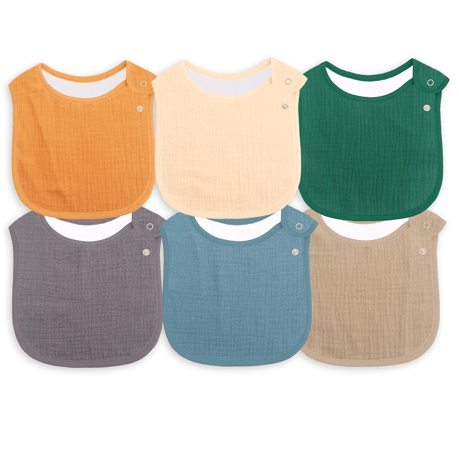 6入組可調節扣環的四層透氣吸水嬰兒圍兜,男女適用於春夏秋冬季節 - 彩色 - 查看 1