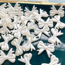 10入組/包29*22mm亞克力白色蝴蝶結形釘珠適用於手環,項鍊製作 - 米色 - 查看 1