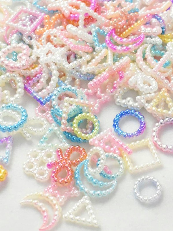 1pack About 100 Acrylic Mixed Heart And Moon Design Beads For Making Bracelet Necklace