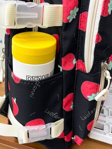 Cartoon Strawberry Print School Style Backpack, Suitable For School, Travel - Multicolor - View 3