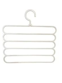 1pc Multifunctional 5-layers Plastic Scarf Hanger With Adjustable Clips For Pants, Ties, Scarves And Clothes Storage - White - View 2