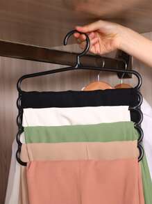 1pc Multifunctional 5-layers Plastic Scarf Hanger With Adjustable Clips For Pants, Ties, Scarves And Clothes Storage - White - View 5