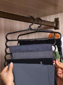 1pc Multifunctional 5-layers Plastic Scarf Hanger With Adjustable Clips For Pants, Ties, Scarves And Clothes Storage - White - View 4