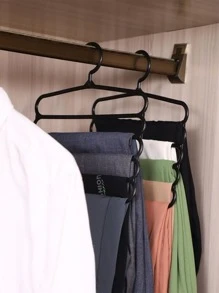 1pc Multifunctional 5-layers Plastic Scarf Hanger With Adjustable Clips For Pants, Ties, Scarves And Clothes Storage - White - View 7