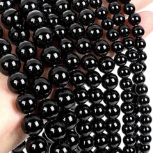 1pc Natural Black Obsidian Loose Bead Strand, 38cm - View 2