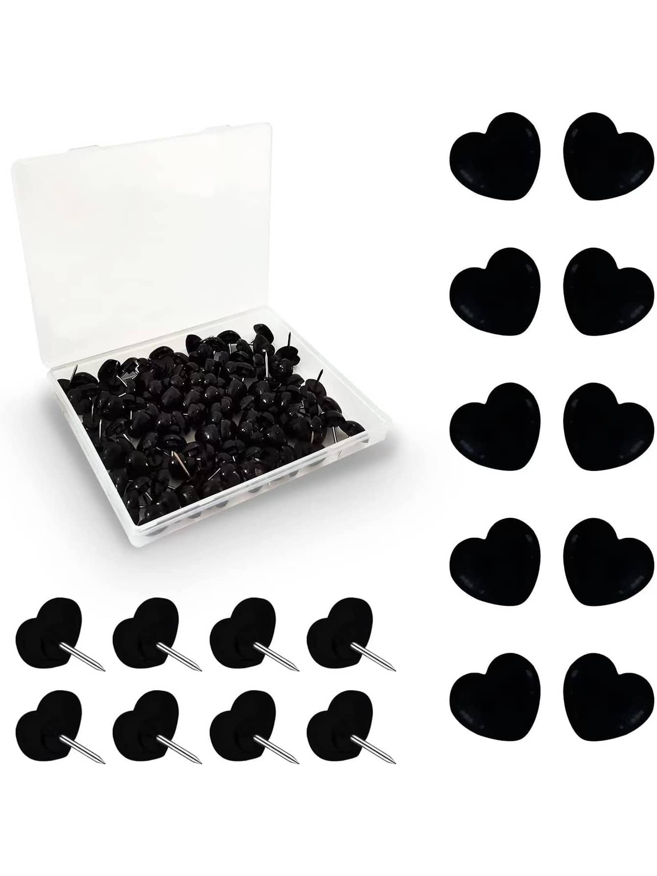 50pcs Plastic Love Thumbtack Shape Tack Binding Board Wall Nail Poster Photo Etc. Back To School