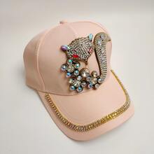 Gorra de béisbol de mujeres tachuela diamante de imitación - Rosa Pálido - Ver 3