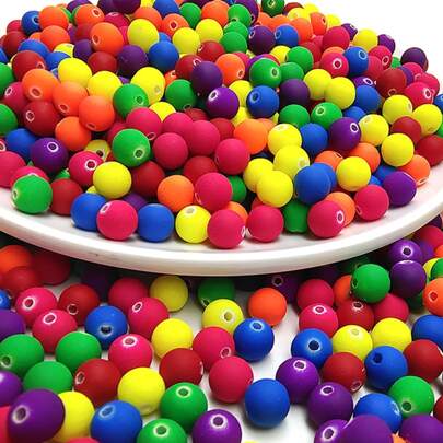 Yiwu Qiyou Accessories Co., LTD 50pcs 8mm/0.31in Acrylic Christmas Beads Assorted, Suitable For Making Bracelets, Necklaces, Earrings, Keychains And Other DIY Jewelry And Gifts