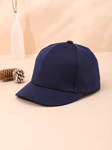 Gorra De Béisbol De Malla Plana De Color Sólido De Ala Corta - Azul Marino - Adecuada Para Uso Diario - Azul Marino - Ver 5