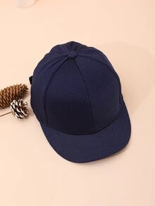 Gorra De Béisbol De Malla Plana De Color Sólido De Ala Corta - Azul Marino - Adecuada Para Uso Diario - Azul Marino - Ver 6