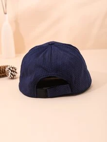Gorra De Béisbol De Malla Plana De Color Sólido De Ala Corta - Azul Marino - Adecuada Para Uso Diario - Azul Marino - Ver 2