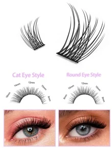 144 对 Sanishi 睫毛，DIY 睫毛延长，C & D 卷翘睫毛，适合家庭使用睫毛簇，睫毛簇，单根睫毛，睫毛，假睫毛 - 黑色 - 查看 2