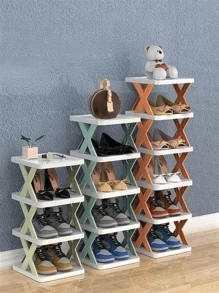 Green X-shaped Multi-layer Diy Shoe Rack For Home, No Installation Required, Shoe Cabinet For Entryway - Green - View 1