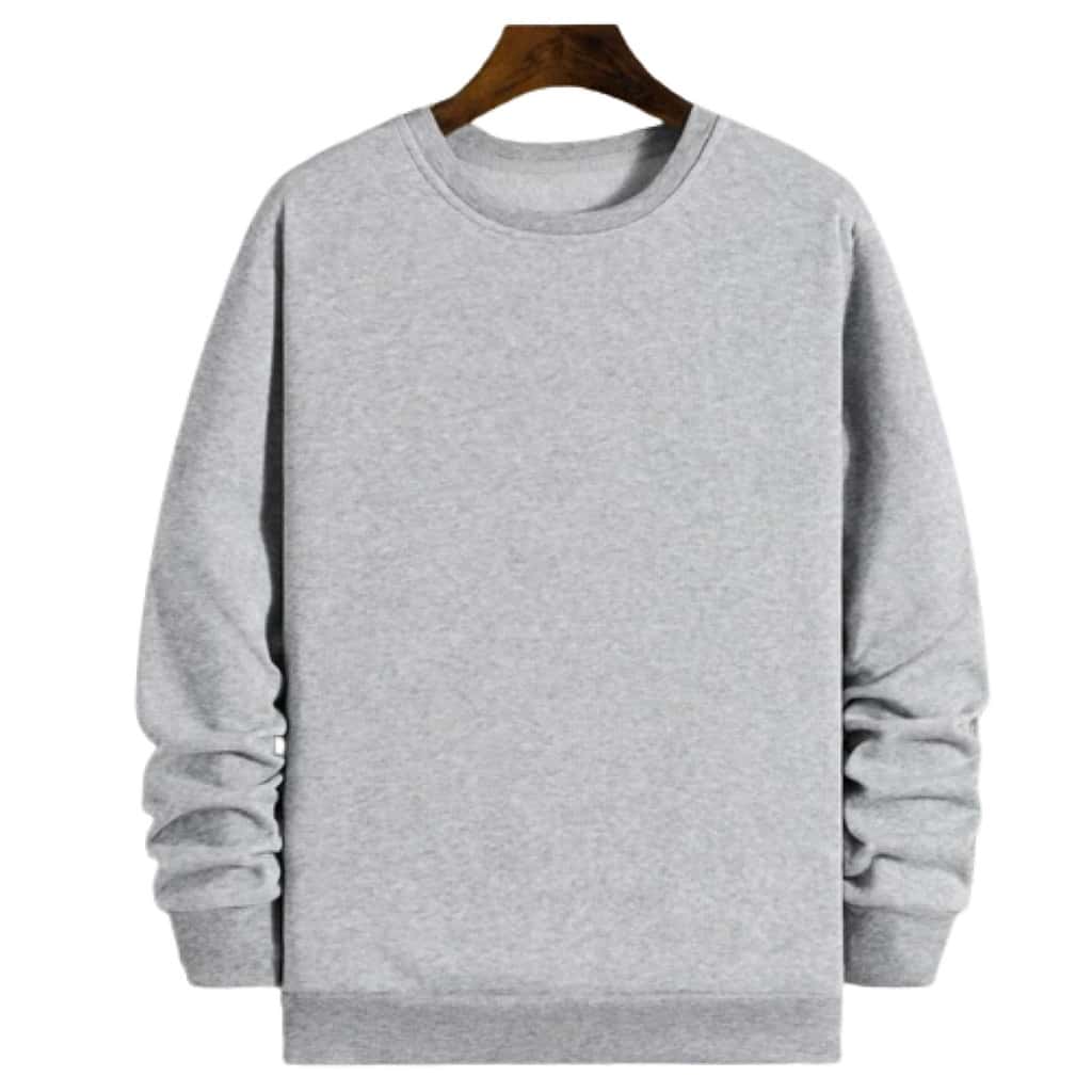 Unisex Crew Neck Sweatshirt Cold Weather Blouse Women's Men's Coat Plain Cotton Flannel - Xám - Xem 1