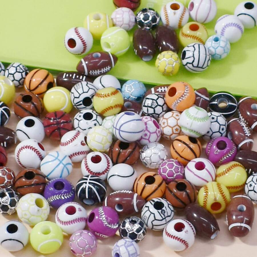 50 件/批量混合尺寸球形壓克力珠 DIY 珠寶配件 - 彩色 - 查看 1