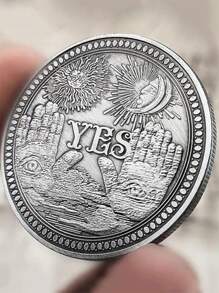 1入組手掌和太陽和月亮設計新奇硬幣 - 銀色 - 查看 1