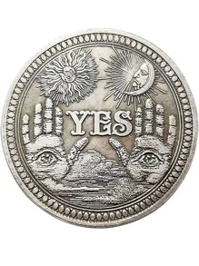 1入組手掌和太陽和月亮設計新奇硬幣 - 銀色 - 查看 5