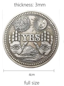 1入組手掌和太陽和月亮設計新奇硬幣 - 銀色 - 查看 3