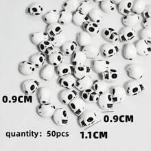 50 Cái/gói 10 Mm Đen Trắng Halloween Hình Đầu Lâu Acrylic Hạt Cho Vòng Tay, Vòng Cổ Làm - Đen và trắng - Xem 2
