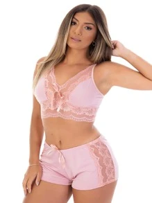 Women Pajama Sets - 乾枯玫瑰色 - 查看 2