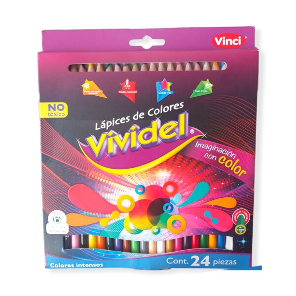 24 lápices Vividel con punta resistente y colores brillantes, de vuelta al colegio
