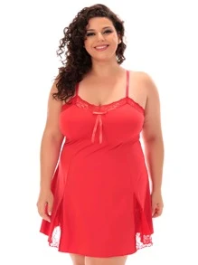 Plus Size Nightgowns & Sleepshirts - 紅色 - 查看 3