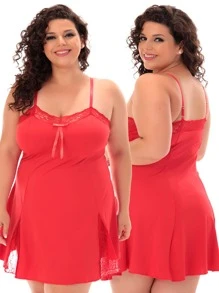 Plus Size Nightgowns & Sleepshirts - 紅色 - 查看 2