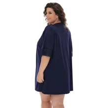 Plus Size Robes & Robe Sets - 藏蓝色 - 查看 4