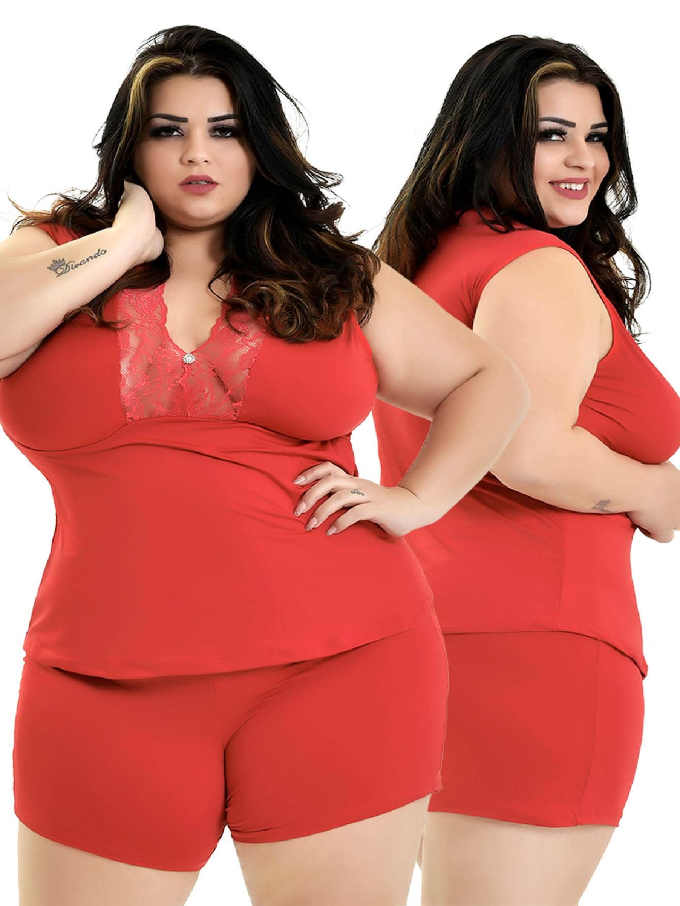 Short Doll Microfibra Plus Size Renda Luxo Grande Pijama Roupa Dormir 827