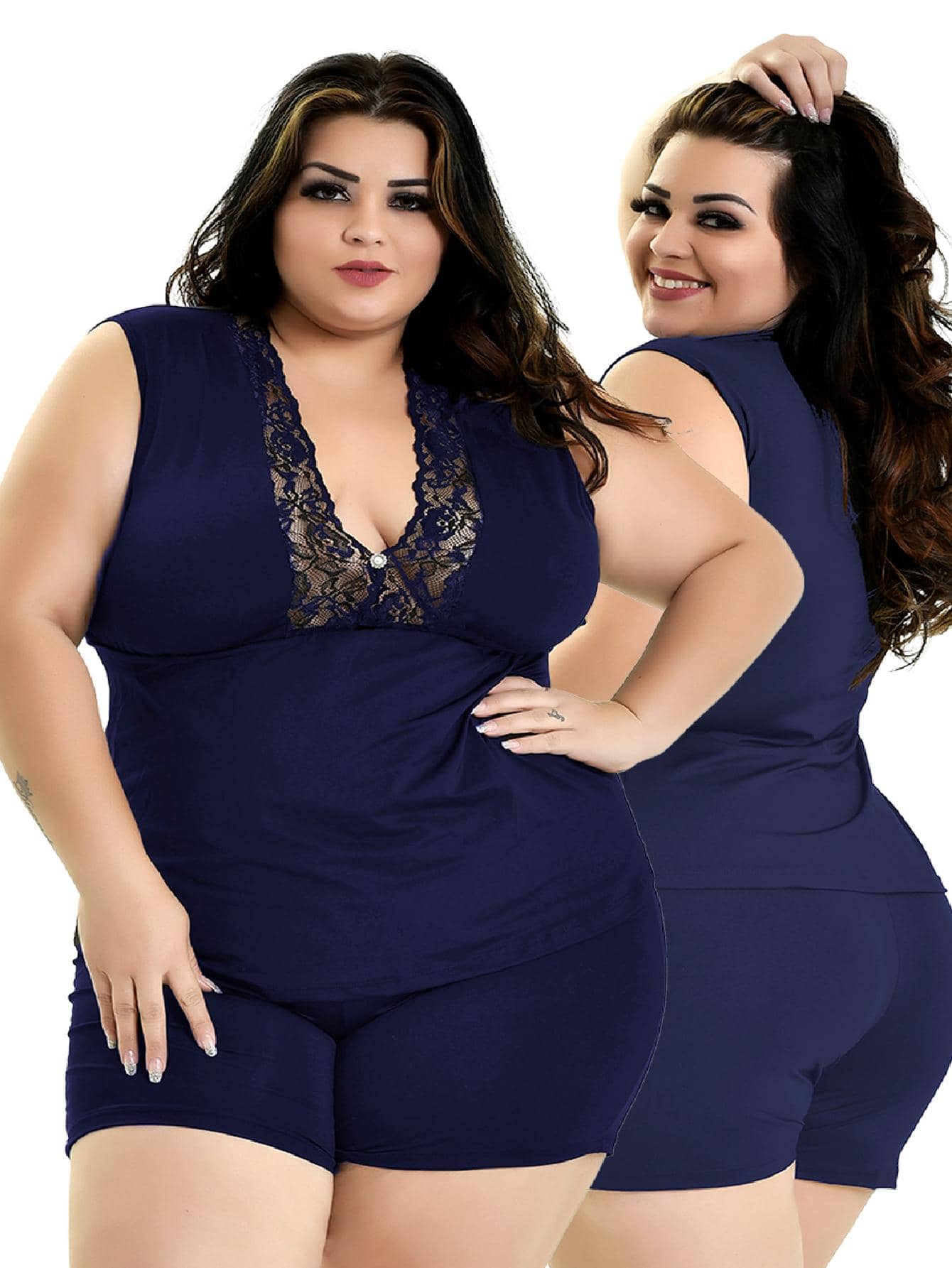 Plus Size Nightgowns & Sleepshirts - Azul Marino - Ver 1