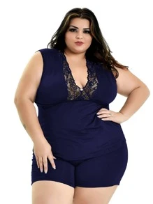 Plus Size Nightgowns & Sleepshirts - Azul Marino - Ver 3
