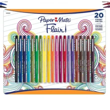 Bolígrafos Paper Mate Flair, Marcadores de colores 20 piezas, oficina, escolar - Multicolor - Ver 1