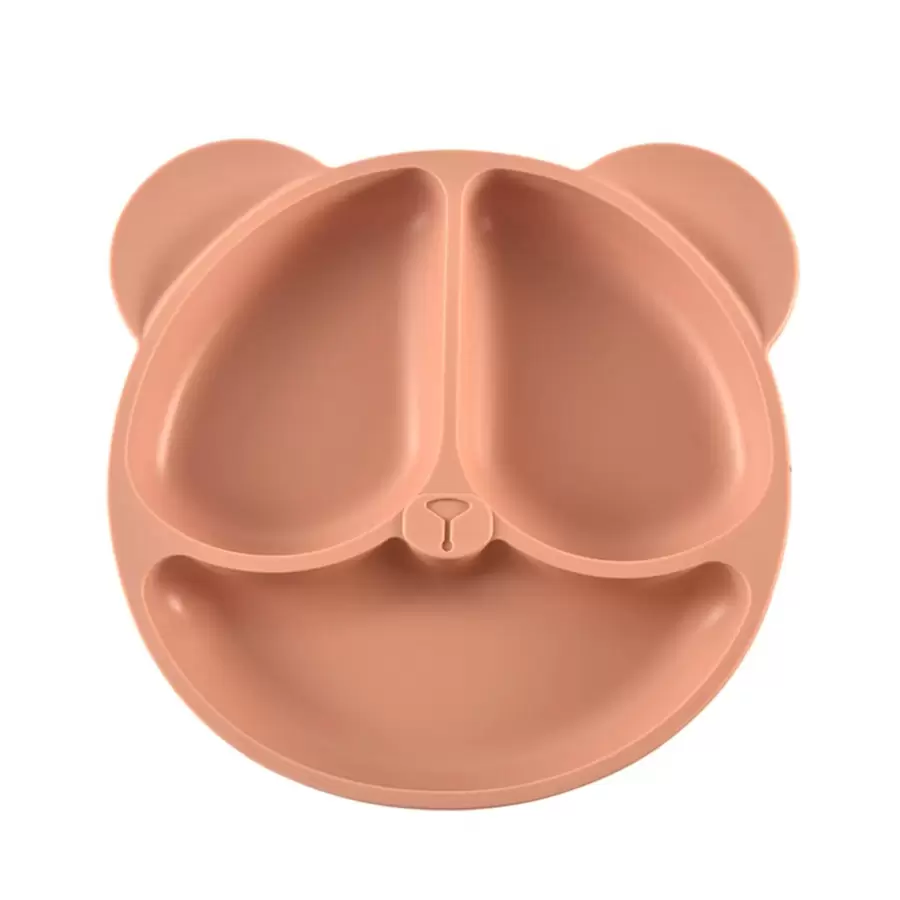 Em bé Silicone Đĩa ăn tối , Trẻ em Đĩa ăn tối , Cốc hút Định dạng Phim hoạt hình dễ thương Gấu Em bé Món ăn Phần bổ sung Bộ đồ ăn - màu nâu - Xem 1