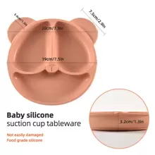Em bé Silicone Đĩa ăn tối , Trẻ em Đĩa ăn tối , Cốc hút Định dạng Phim hoạt hình dễ thương Gấu Em bé Món ăn Phần bổ sung Bộ đồ ăn - màu nâu - Xem 3