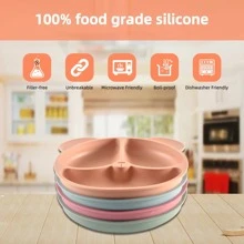 Em bé Silicone Đĩa ăn tối , Trẻ em Đĩa ăn tối , Cốc hút Định dạng Phim hoạt hình dễ thương Gấu Em bé Món ăn Phần bổ sung Bộ đồ ăn - màu nâu - Xem 4