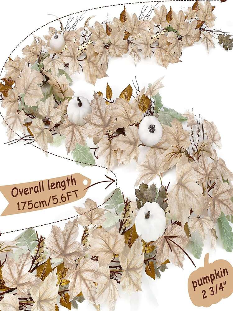 Ghirlanda di foglie d'acero artificiali da 45 cm con bacche, ghirlanda autunnale per porta d'ingresso, per decorazioni natalizie e autunnali. | Leroy Merlin